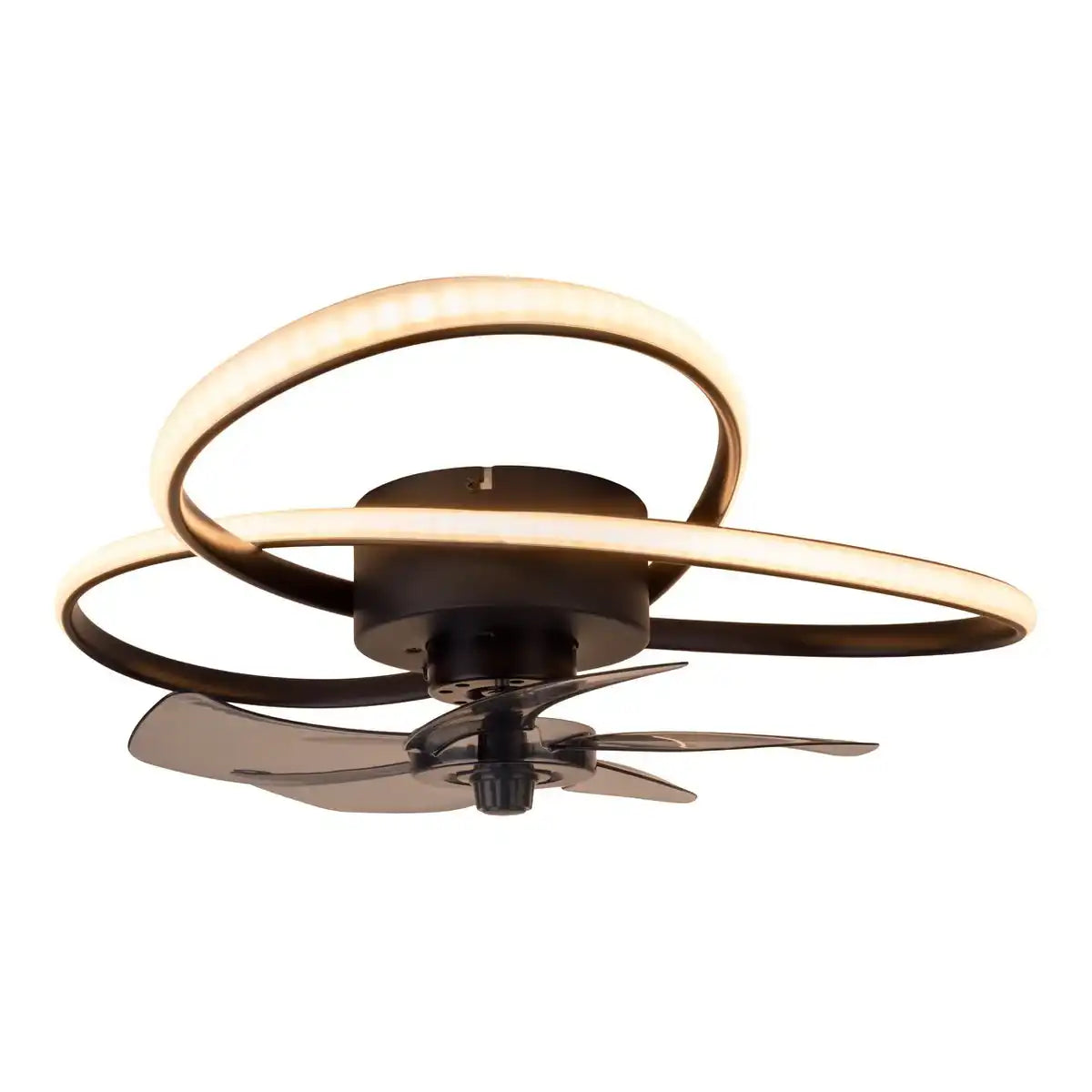 Die moderne LED Deckenleuchte "LECCIO" inklusive Ventilator, Nachtlichtfunktion, Dimmung und Lichttemperatureinstellung ist mit fest verbauten LEDs bestückt und hat einen ungefähren Øvon 58 cm.
