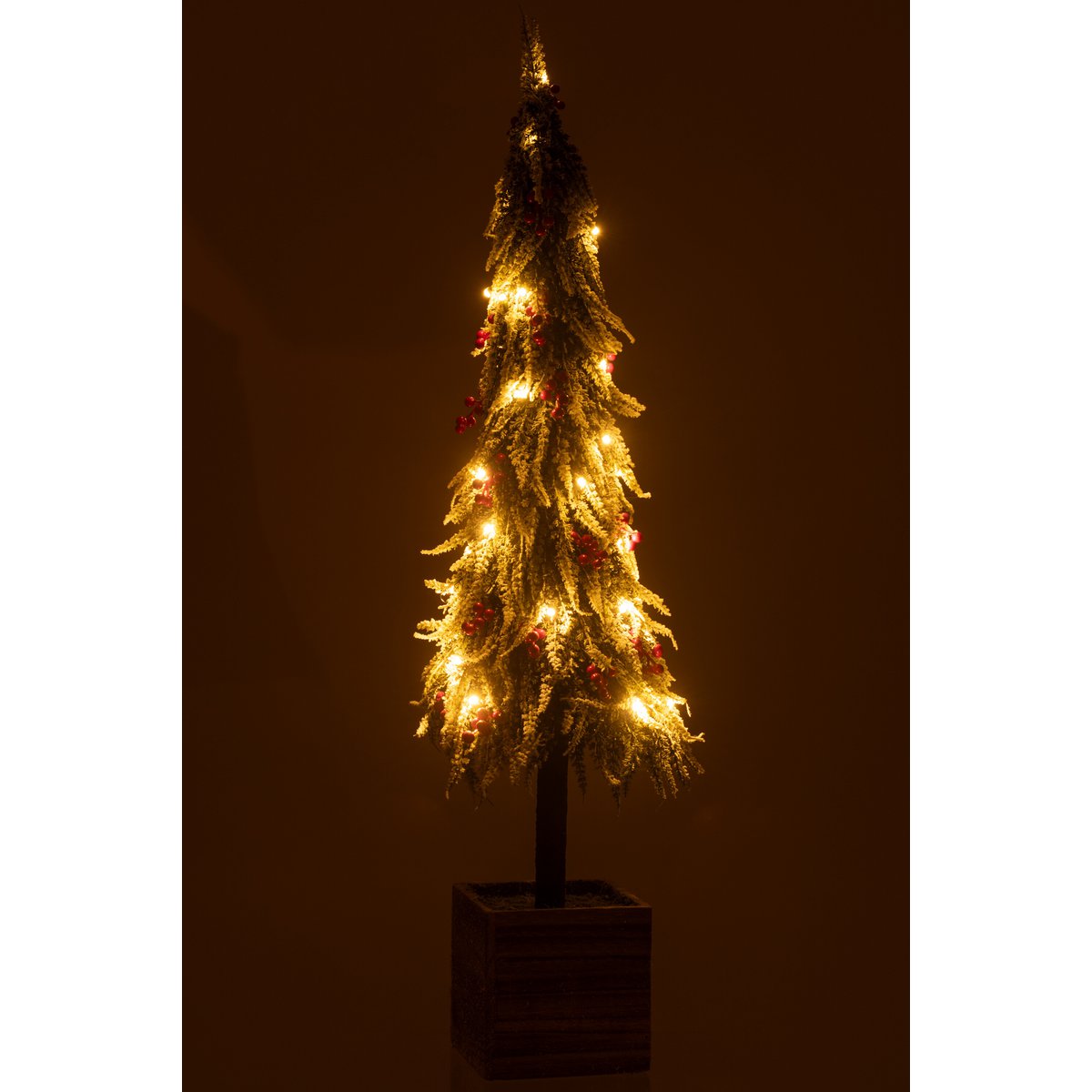 J-Line Weihnachtsbaum+LED Kunststoff Schneegrün/Rot Extra Groß