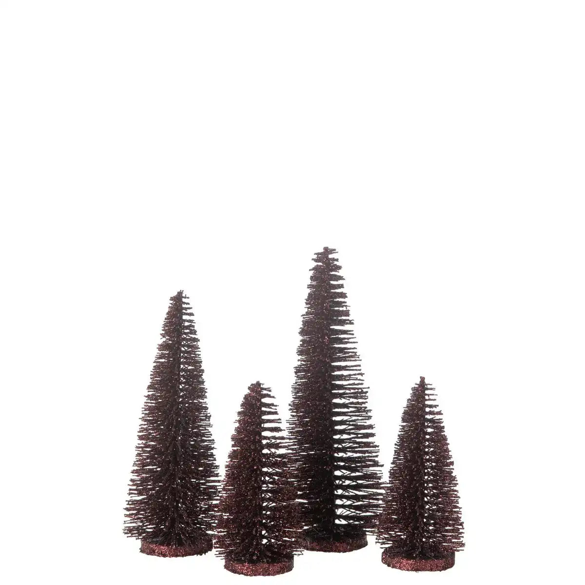 J -Line Dekoration Weihnachtsbaum Glitzer - Plastik - Bordeaux - Schachtel von 8