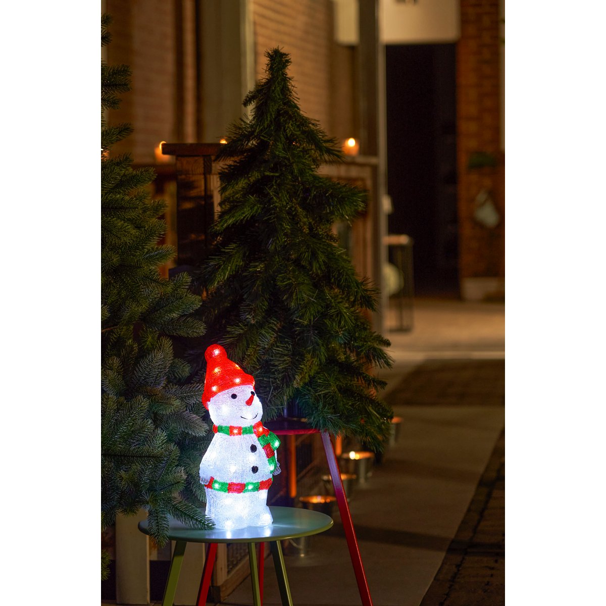 Weihnachtsbeleuchtung für den Außenbereich, Schneemann – L20 x B15 x H35 cm – mehrfarbig