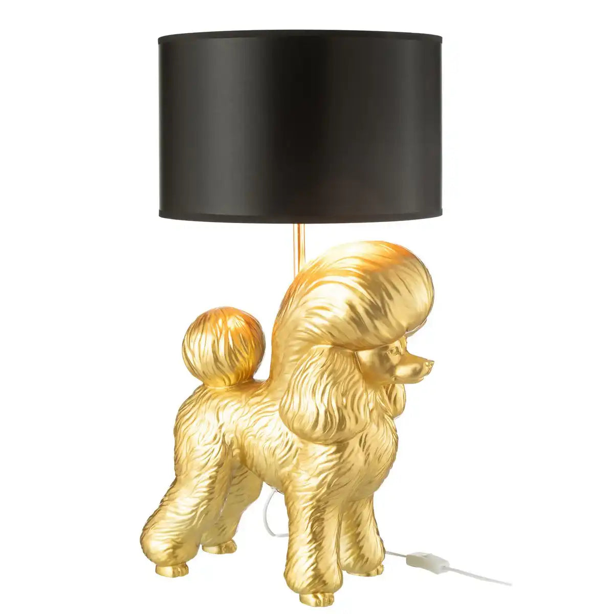 J-Line Lampe Hund Pudel Resine Gold