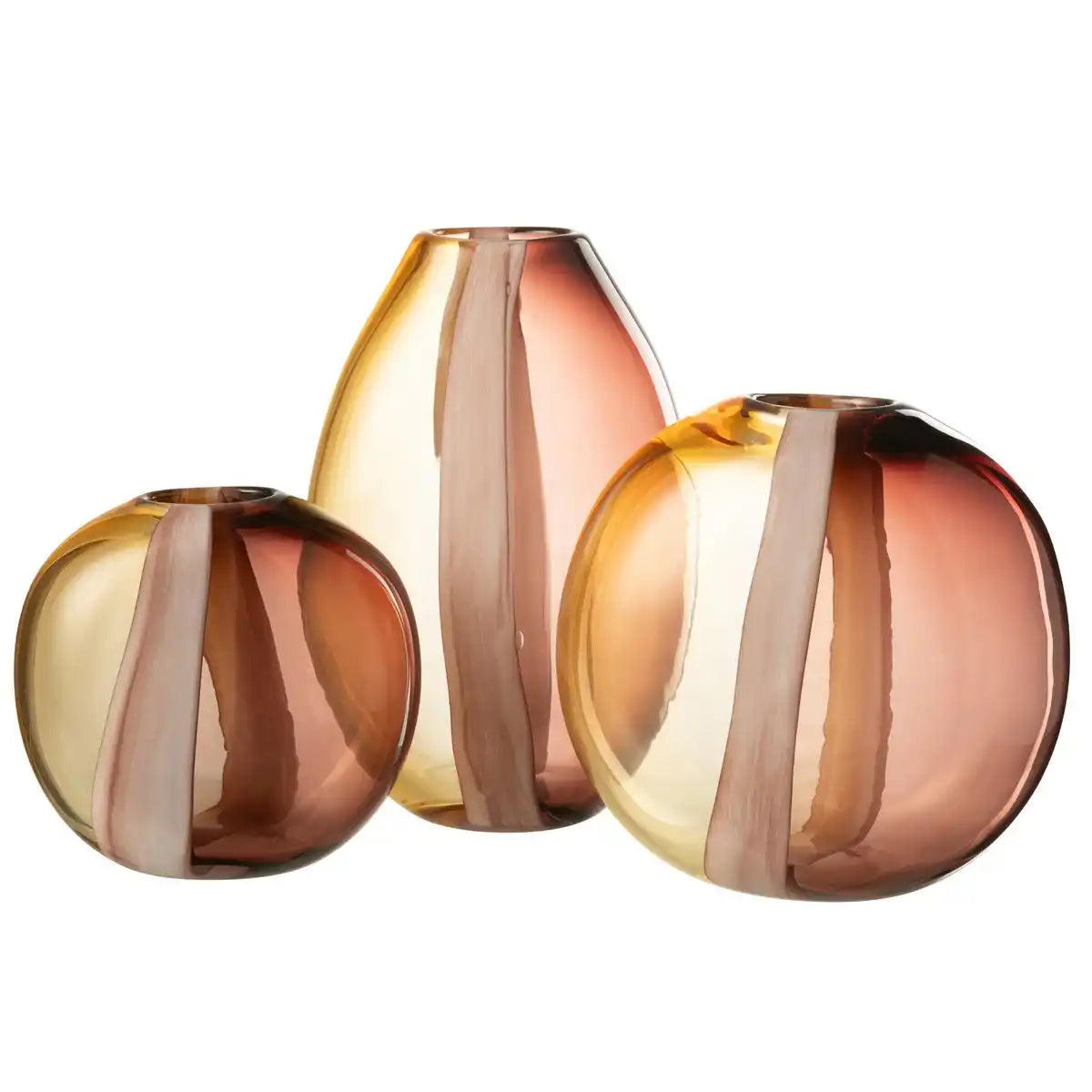 J -Line Vase Arun - Glas - Braun/Gelb - groß - Ø 13 cm