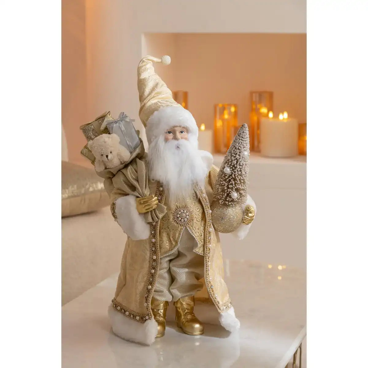 J-Line Weihnachtsmann-Deko-Harz/Textil-Gold