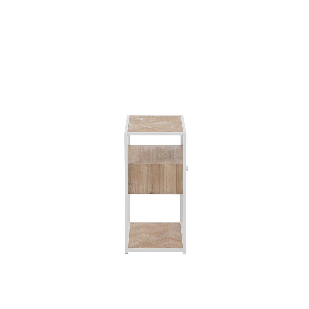 J-Line Beistelltisch Zigzag 1 Schublade – Holz/Metall – Natur/Weiß