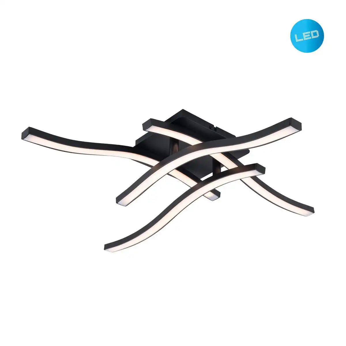 LED Deckenleuchte "ONDA" s: 45cm, Deckenlampe aus Metall und Kunststoff in Schwarz, LED festverbaut, Beleuchtung für Wohnzimmer, Esszimmer oder Büro 45 x 45 cm