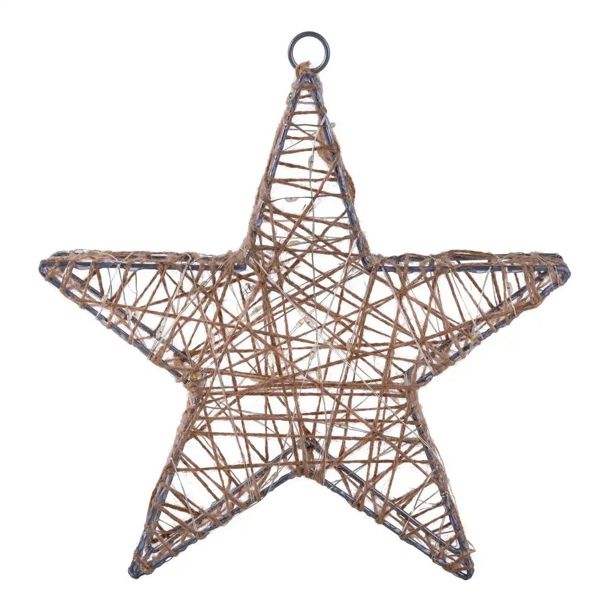 2er-Set LED-Weihnachtsdeko "Metallstern" Ø 25 cm - Weihnachtsdeko aus Metall und Textil in natur, mit fest verbauten LEDs