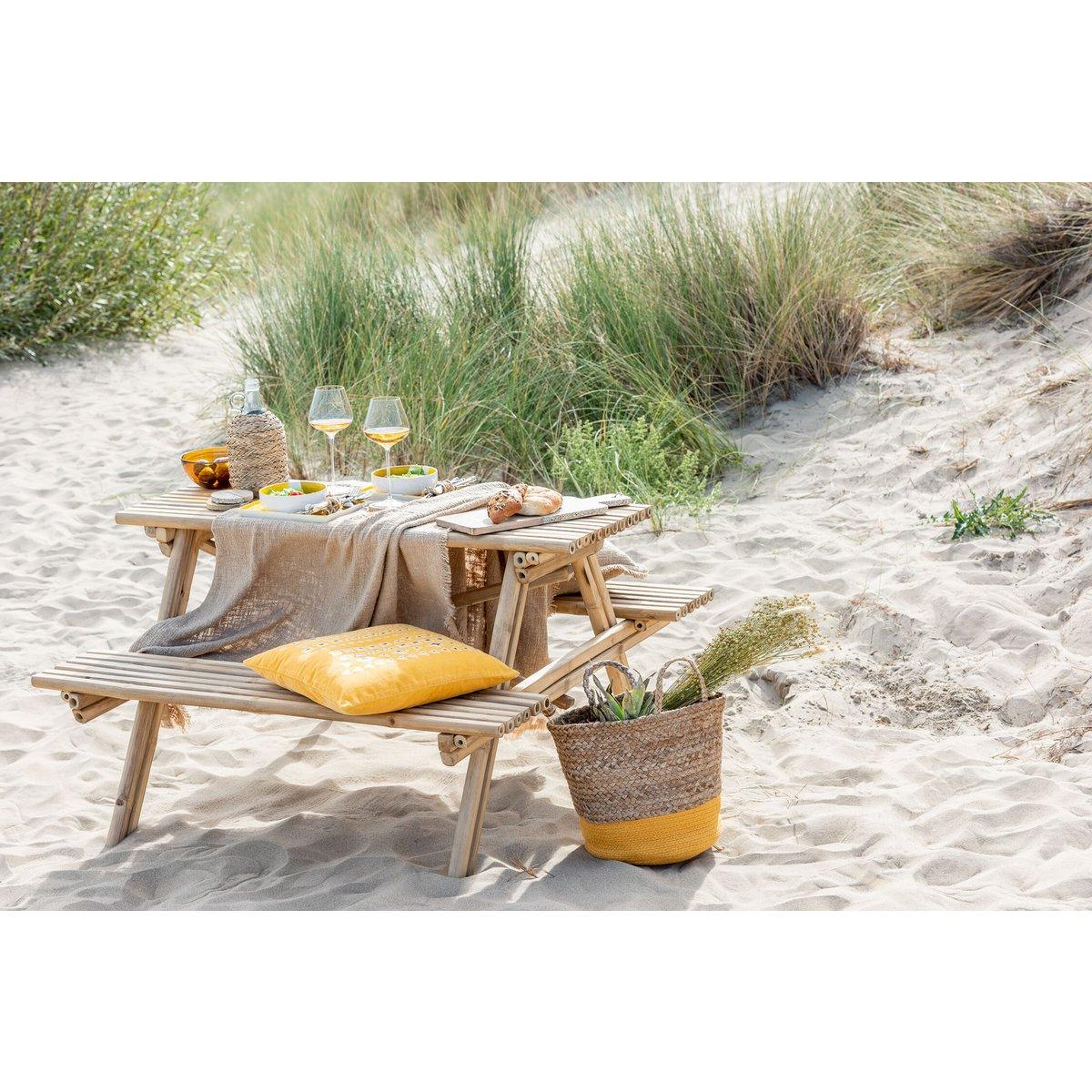 J-Line Picknickbank – Bambus/Jute – Natur