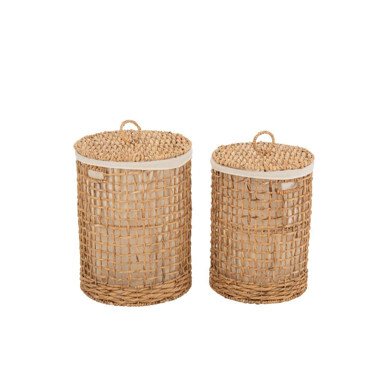J-Line Set mit 2 Körben + Deckel, Waschwasserhyazinthe, natur