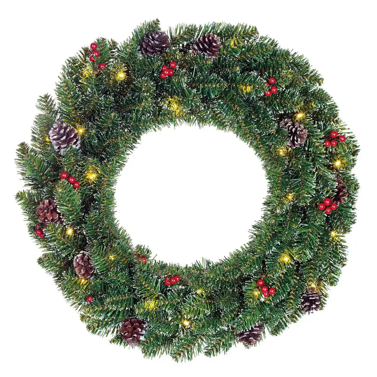 Creston Weihnachtskranz mit LED-Beleuchtung – Ø60 cm – Grün