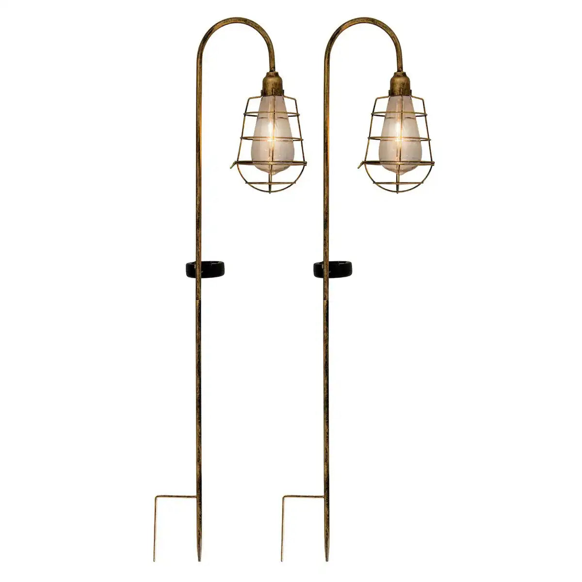 2er-Set LED Deko-Solar-Erdspieß "GITTI" H: 76,5 cm , für Außen, Erdspieß aus Metall und Kunststoff , in Alt-Messing, mit integrierter LED