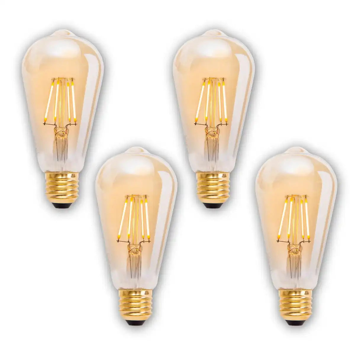 4er-Set LED Leuchtmittel E27-Fassung 4 Watt, aus Metall und Glas, warmweiß