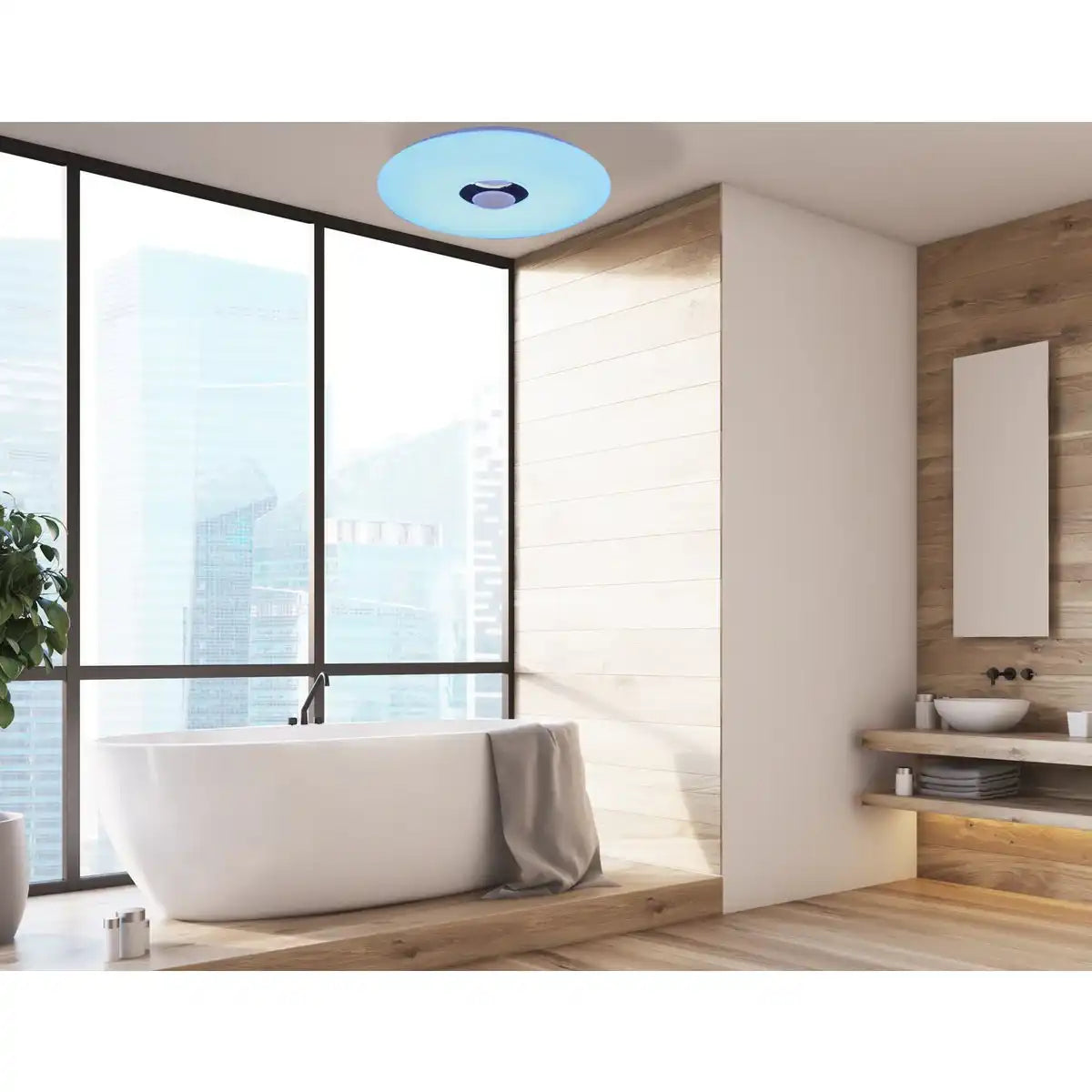 LED Deckenleuchte "NASHVILLE" Ø 40cm, viele Funktionen, aus Metall und Kunststoff, weiß, mit integrierten LEDs, Beleuchtung für Wohnräume, Flur oder Büro