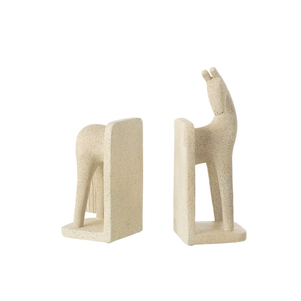 J-Line 2er-Set Buchstützen Pferd Modern Resine Beige