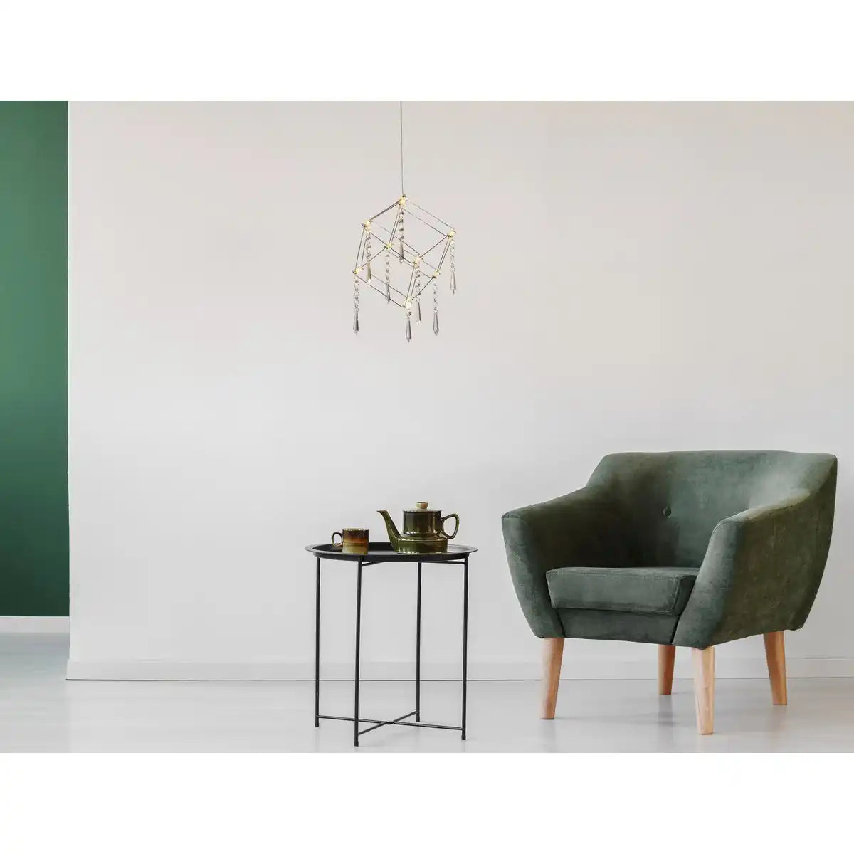 LED Pendelleuchte "ARANEUS" Metall und Kunststoff in chrom, mit fest verbauten LEDs, Seitenlänge Würfel ca. 15 cm, Beleuchtung für Wohnzimmer, Esszimmer oder Büro