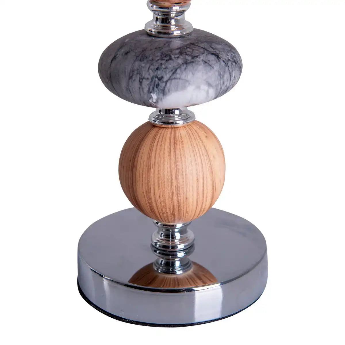 Keramik Tischleuchte "ARAGA" 36 cm hoch, Tischlampe aus Metall, Holz und Marmor, mit Textilschirm, grau, mit E14-Fassung, Beleuchtung für Esszimmer, Wohnzimmer, Diele oder Büro