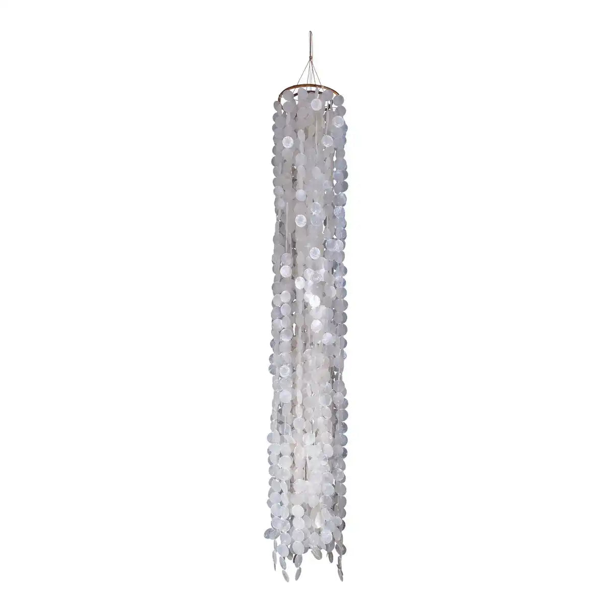 Pendelleuchte "CAPIZ" Gesamthöhe 235cm, aus Muschelplättchen, mit E27-Fassung, Beleuchtung für Wohnzimmer, Esszimmer oder Wintergarten