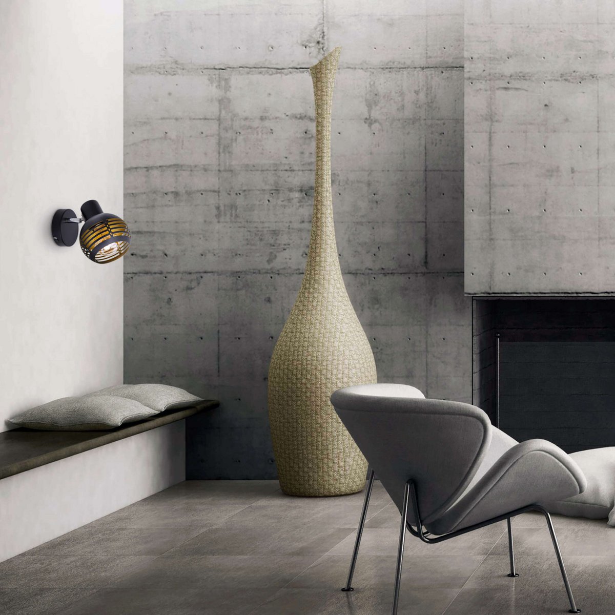 1er Wand- und Deckenleuchte, Spot "CASCO" aus Metall in Schwarz, und Gold, mit E27-Fassung, 23 x 12 x 14 cm. Stilvolle Beleuchtung für Wohnzimmer, Esszimmer oder Küche.