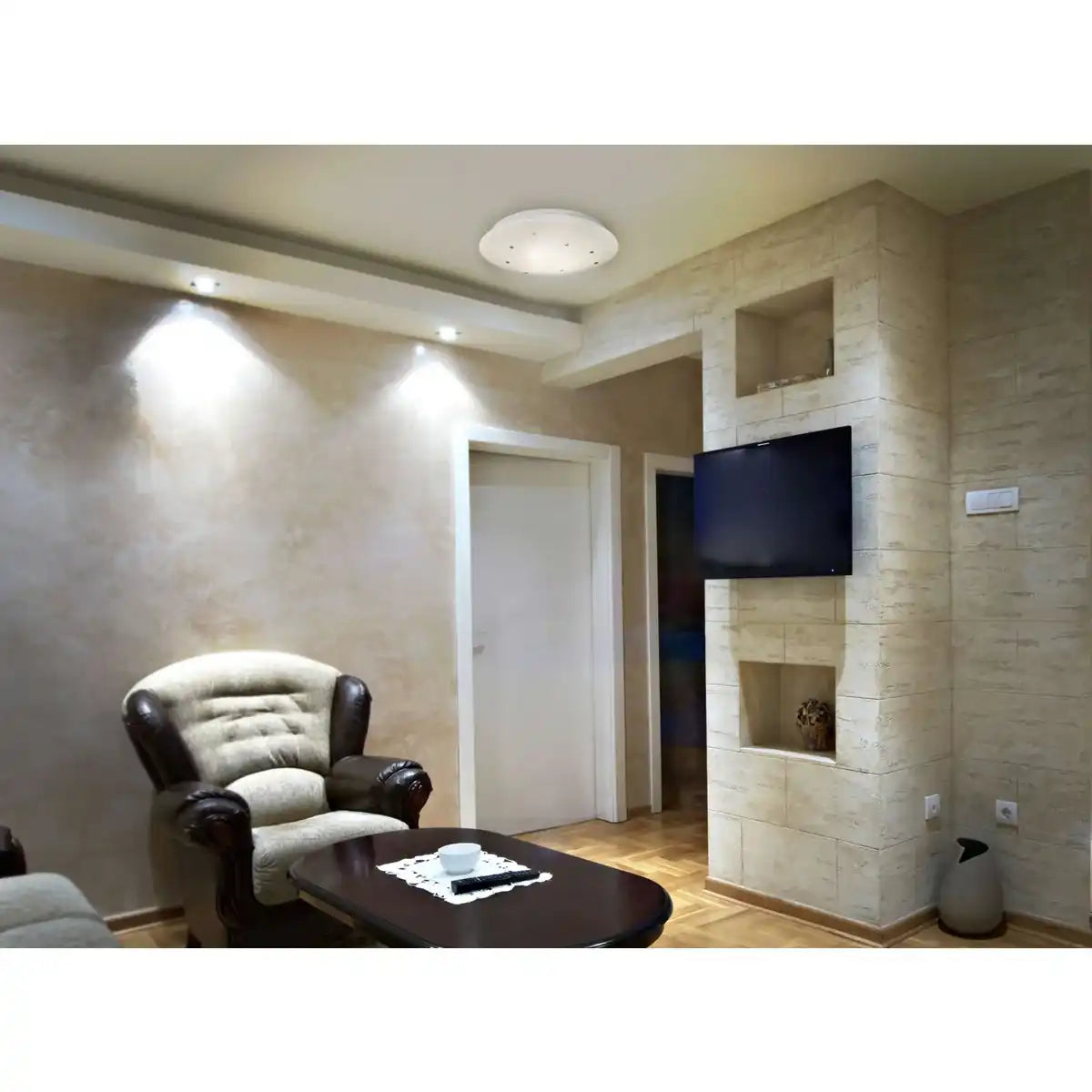 LED Deckenleuchte LISSABON mit Kristalleffekt, Deckenleuchte, Metall und Kunststoff, weiß, integrierte LED, Beleuchtung für Wohnzimmer, Büro oder Flur