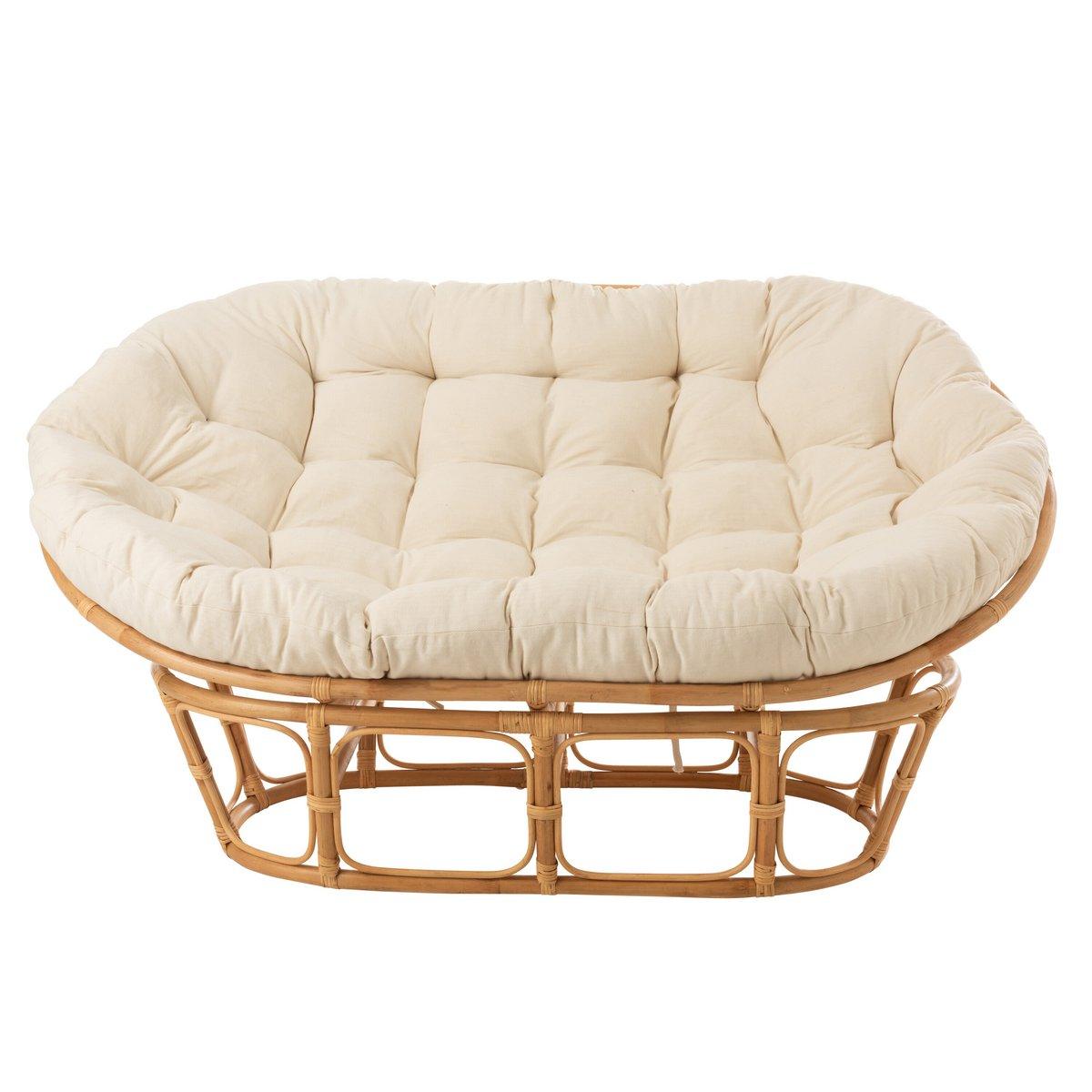 J-Line Rattansofa – mit Kissen – Jute/Textil – Natur