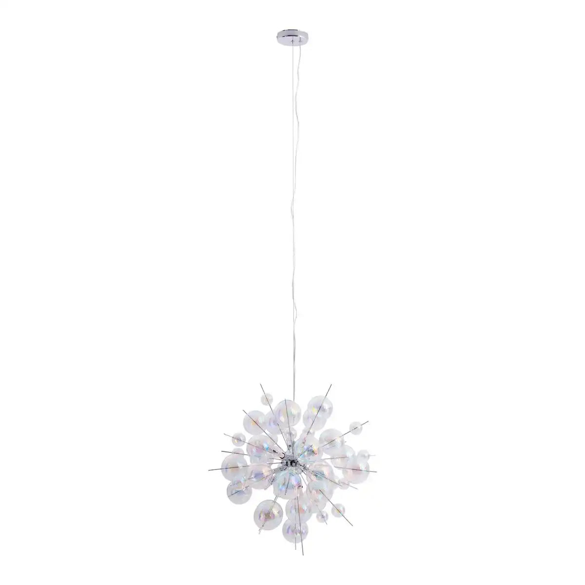 Pendelleuchte "EXPLOSION" aus Metall und irisierendem Glas, G9 Fassungen, Hängelampe für Esszimmer, Wohnzimmer, Diele oder Büro, Øca. 65 cm