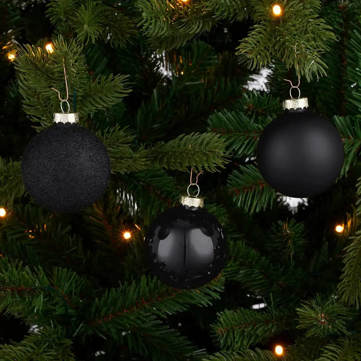 26 stück Weihnachtskugeln Ø7 cm - Glas - Schwarz
