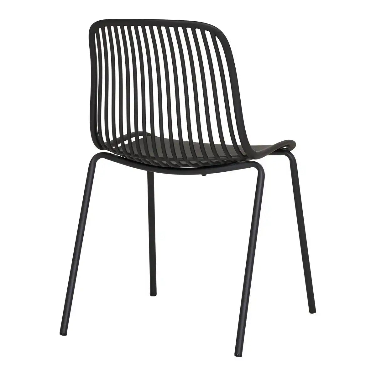 Branson Garden Stuhl - Schwarz, stapelbar, 55x46,5x82 cm - 4 -Set von 4