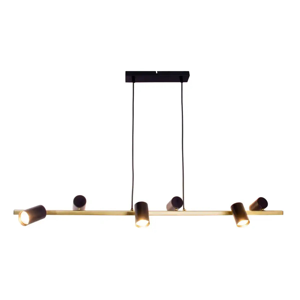6er Pendelleuchte "FRIDA" in Metall schwarz / Gold, Hängeleuchte, GU10, Pendellampe für Esszimmer, Wohnzimmer, Diele oder Büro, 115 cm lang