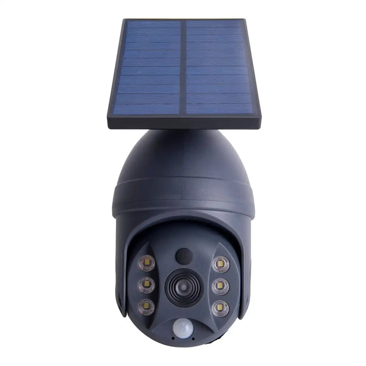LED Solar Außenwandleuchte "MOHO" mit Bewegungsmelder und Security-Kamera-Attrappe , Wandleuchte aus Kunststoff in Grau, mit integrierter LED