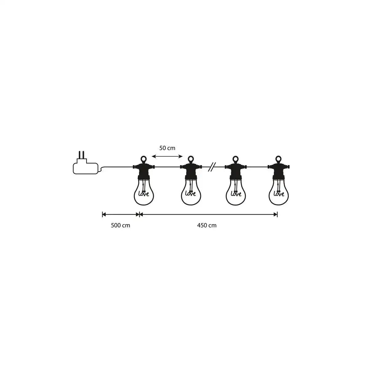 Liebe LED -Lichtkabel draußen - L450 cm - Pink