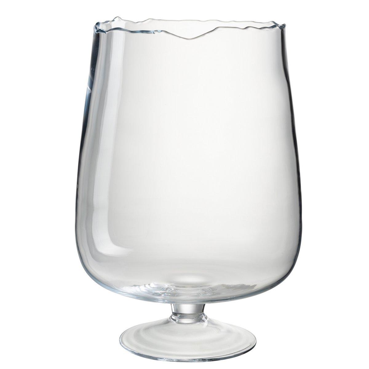 J-Line Laterne auf Sockel, unregelmäßiger Rand, Glas, transparent, groß