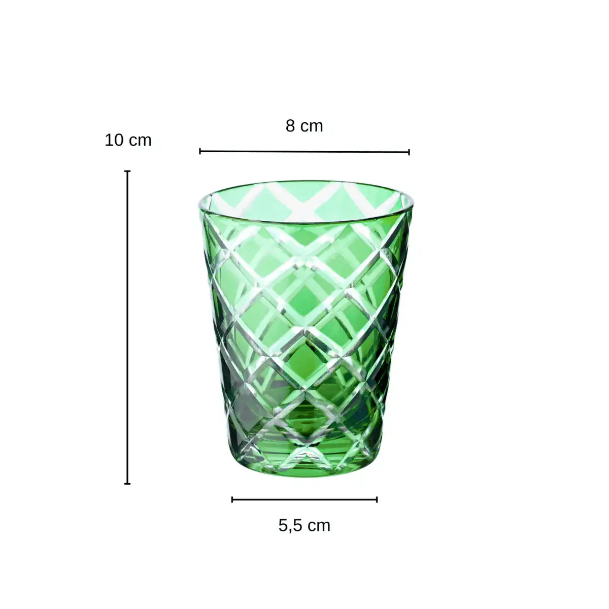 6er Set Kristallgläser Dio, grün, handgeschliffenes Glas, Höhe 10 cm - HomeDesign Knaus