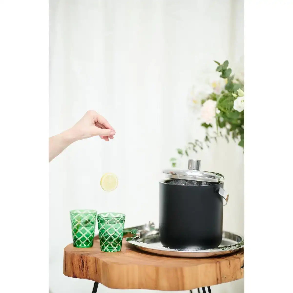 6er Set Kristallgläser Dio, grün, handgeschliffenes Glas, Höhe 10 cm - HomeDesign Knaus