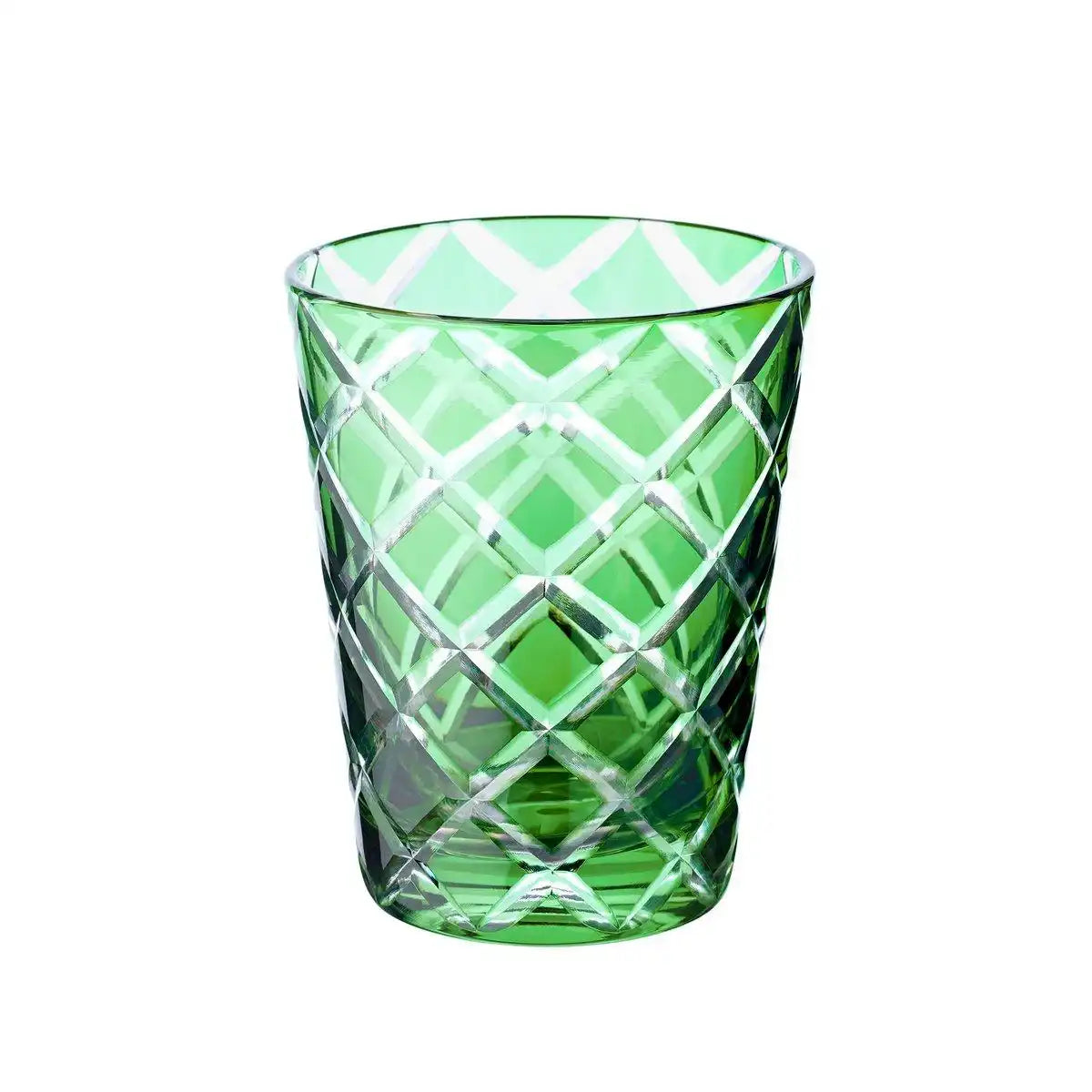 6er Set Kristallgläser Dio, grün, handgeschliffenes Glas, Höhe 10 cm - HomeDesign Knaus