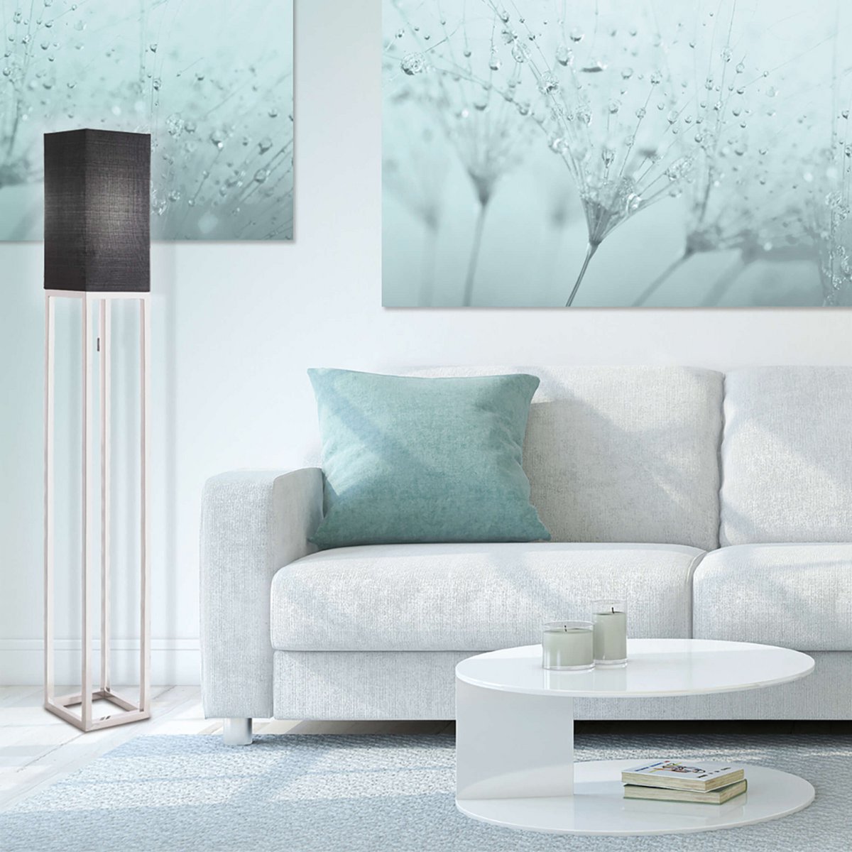 Stehleuchte "ALFA", moderne Stehlampe aus Metall und Textil in Chrom/Dunkelgrau, mit E27-Fassung, 150,5 cm hoch, schicke Lampe für Diele, Wohnzimmer und Büro