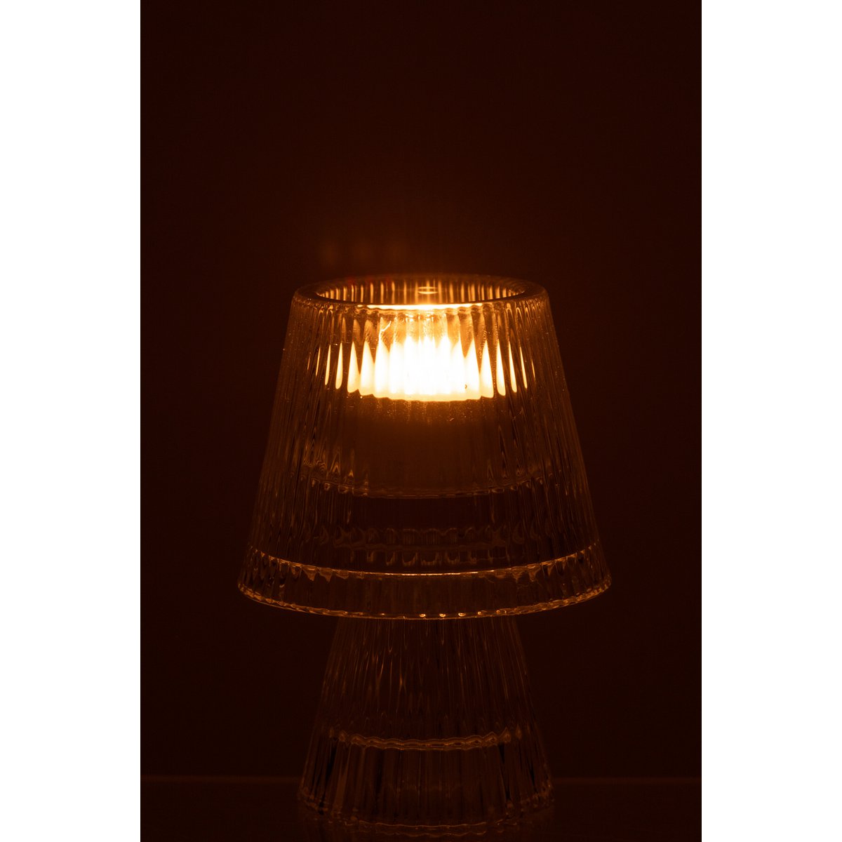J-Line Teelichthalter Hat Glas Transparent