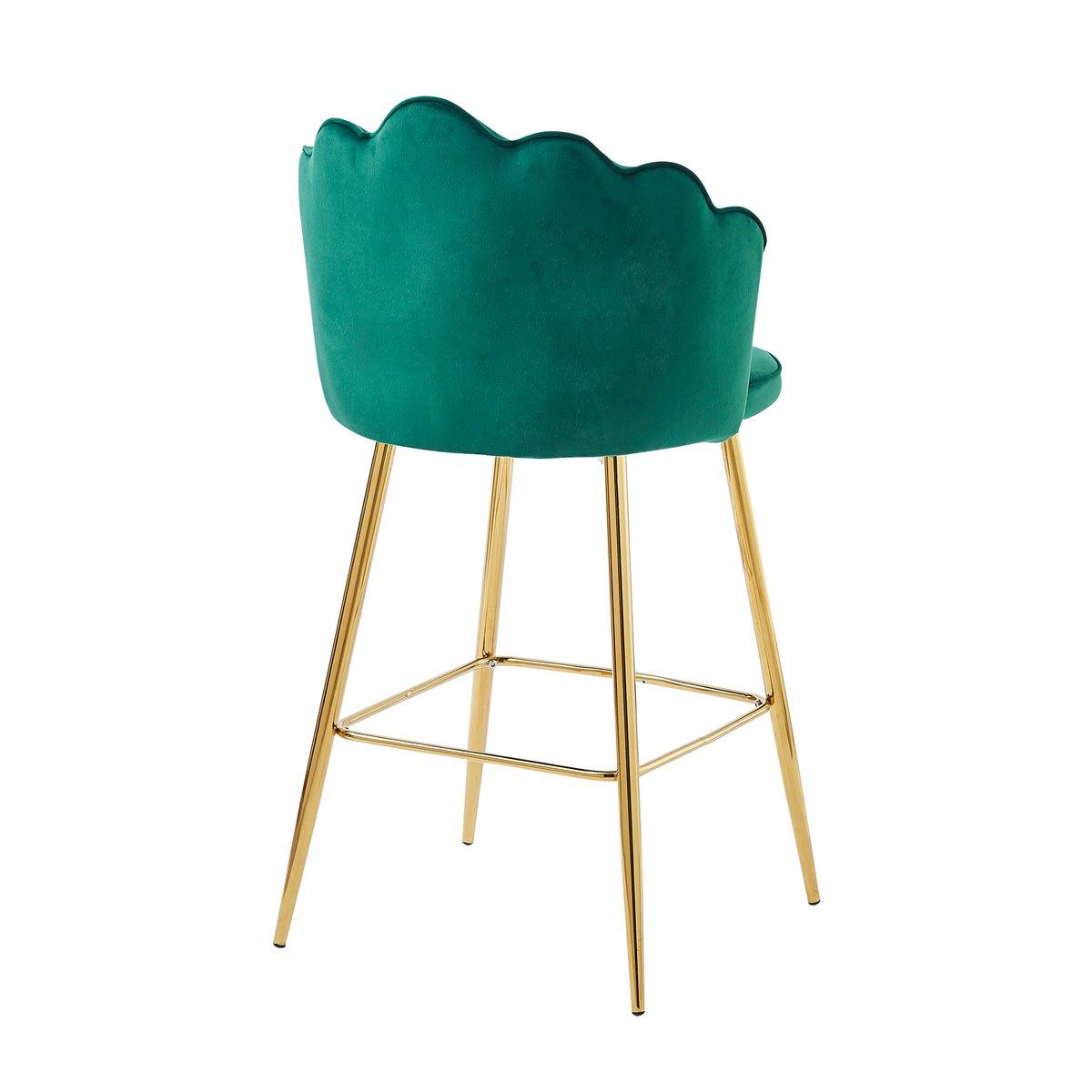Barhocker Muscheldesign 2er Set aus Samt Grün