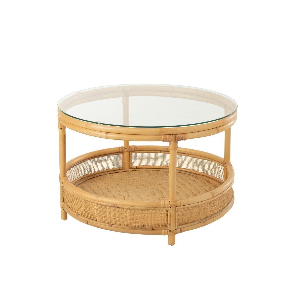 J-Line Couchtisch Jovelyne – Rattan/Glas – Natur