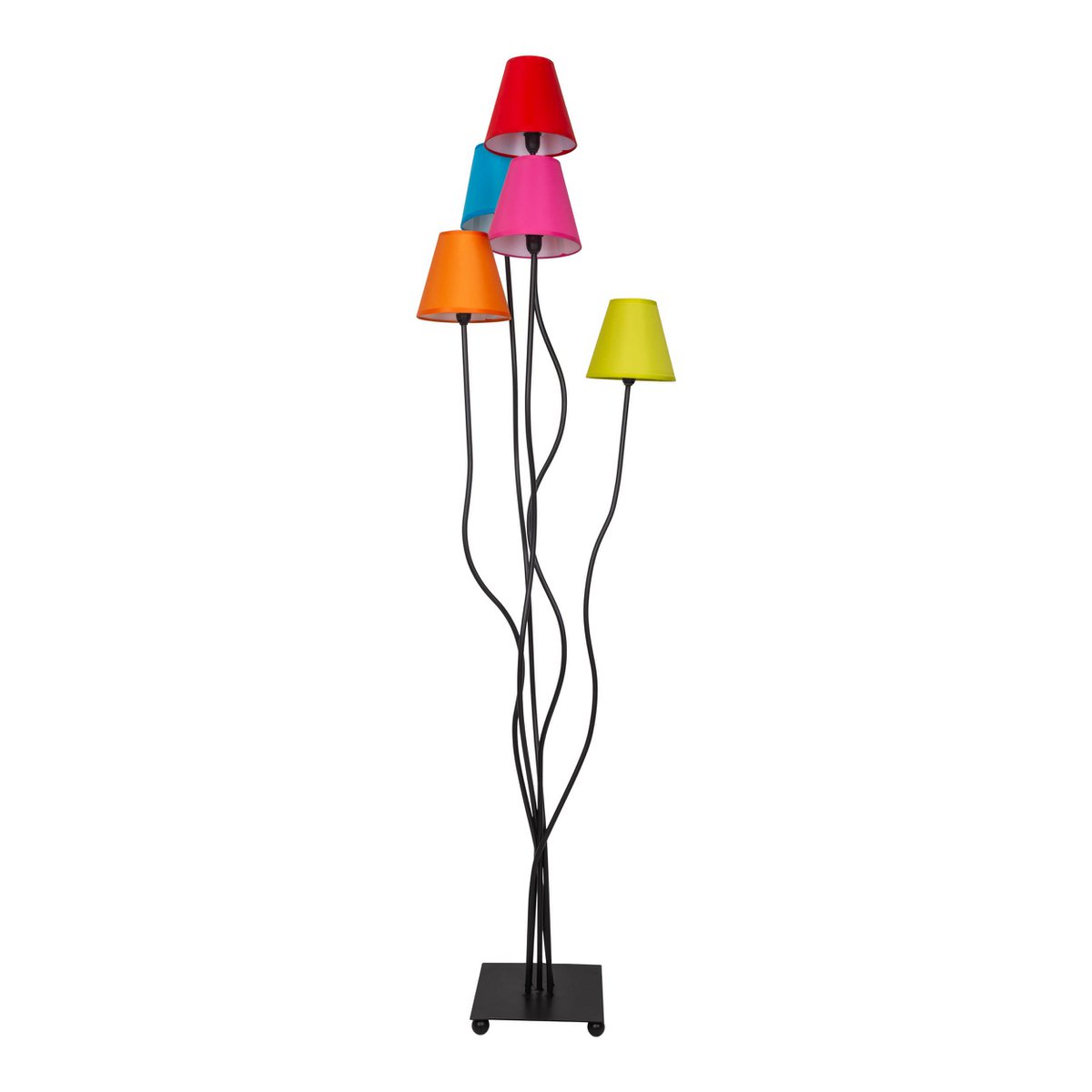 Stehleuchte 5-flammig "COLORI", Stehlampe mit bunten Textilschirmen, mit E14-Fassung, für Esszimmer, Wohnzimmer, Diele oder Büro, 156 cm hoch