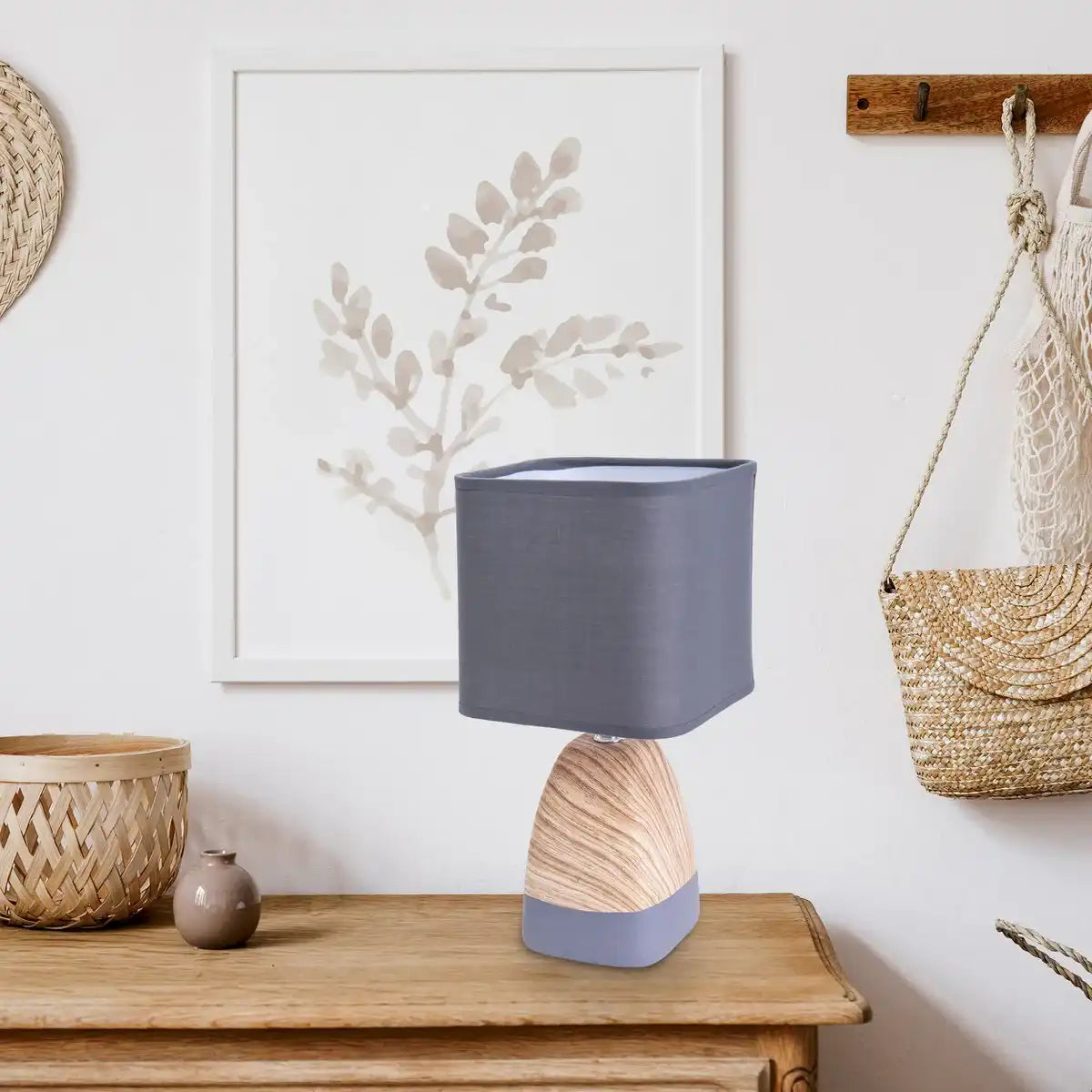 Keramiktischleuchte "CREMONA" aus Keramik in braun/grau mit E14 Fassung, Tischlampe für Wohnräume 31 cm hoch