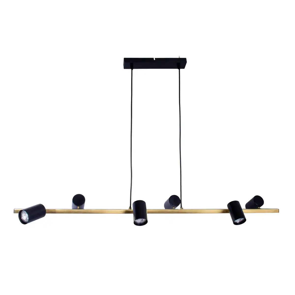 6er Pendelleuchte "FRIDA" in Metall schwarz / Gold, Hängeleuchte, GU10, Pendellampe für Esszimmer, Wohnzimmer, Diele oder Büro, 115 cm lang