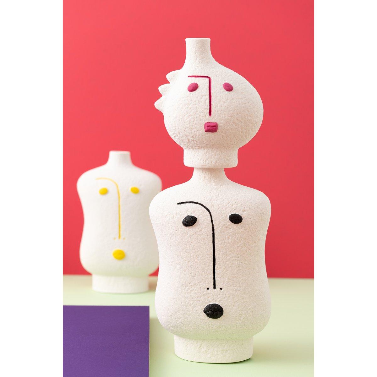 J -Line Vase Face Abstract - Porzellan - Gelb/Weiß
