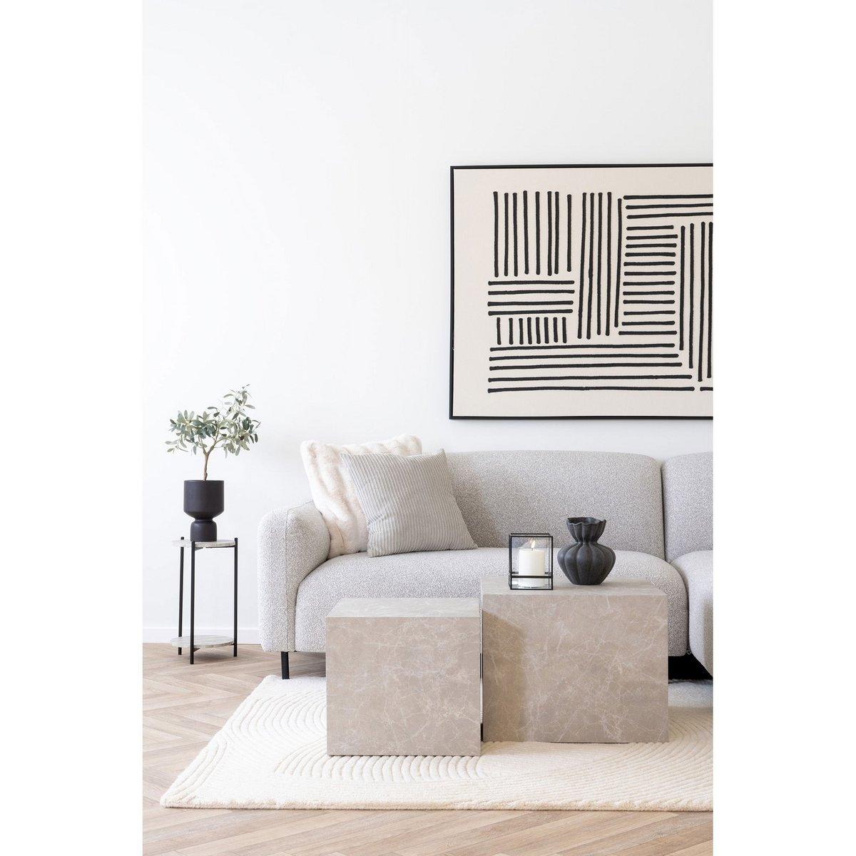 Prager Couchtisch-Set – Beige, Marmoroptik, MDF, Dekorpapier, 2er-Set