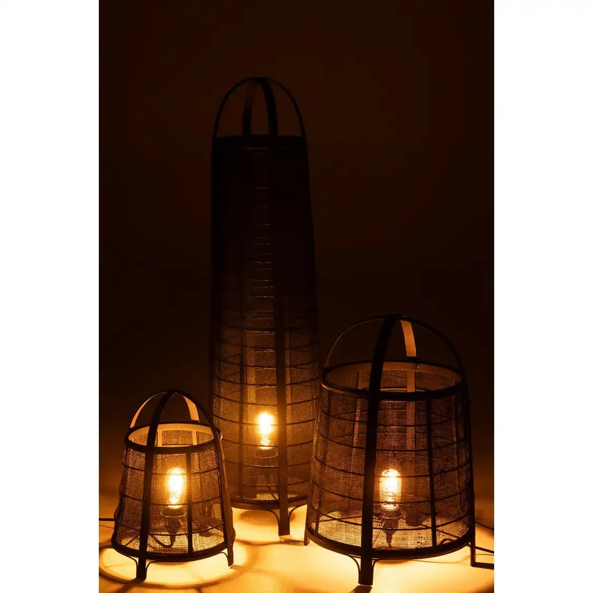 J-Line Lampe Don Baumwolle Bambus Schwarz