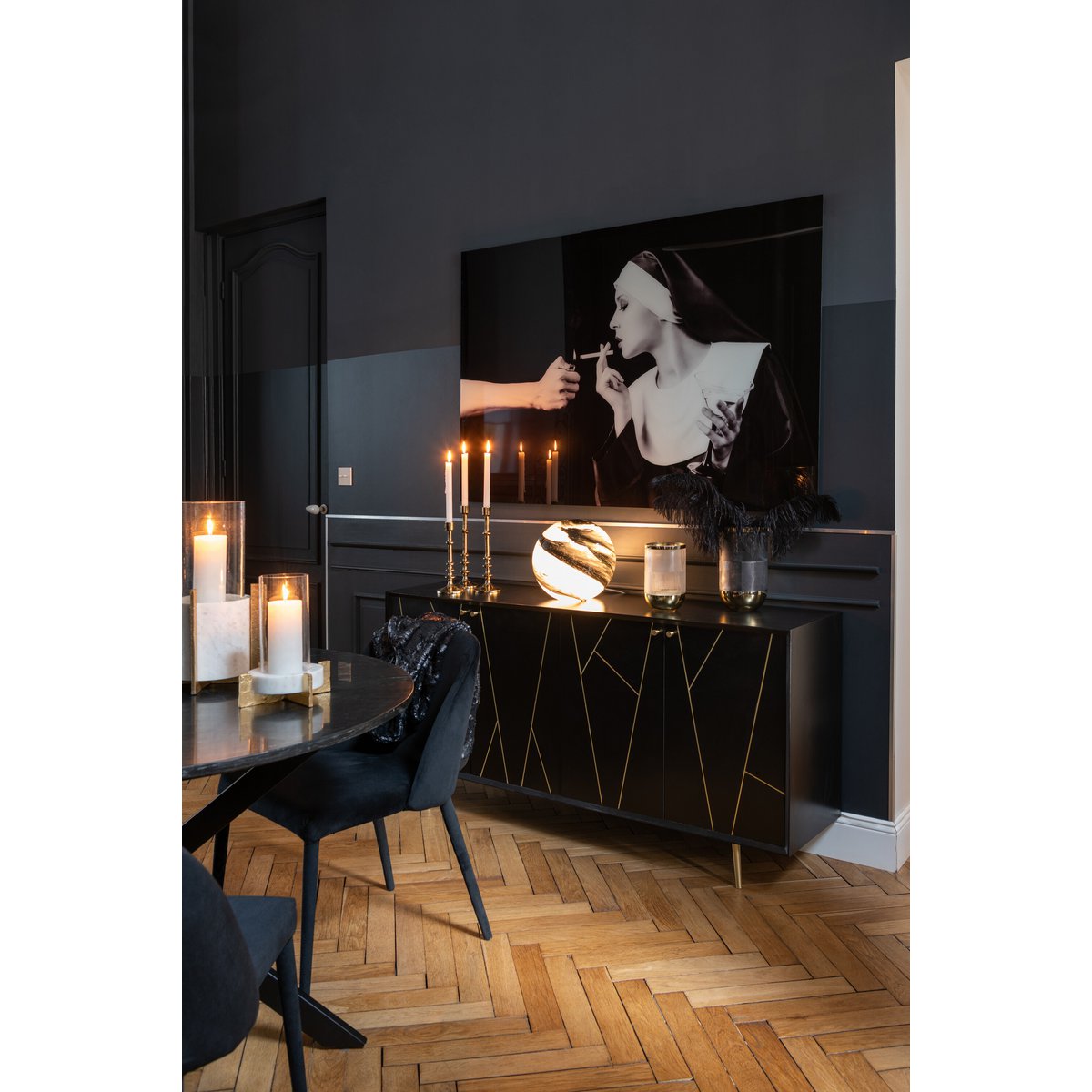 J-Line Wanddekoration, zigarettenfreies, gehärtetes Glas, Schwarz/Weiß