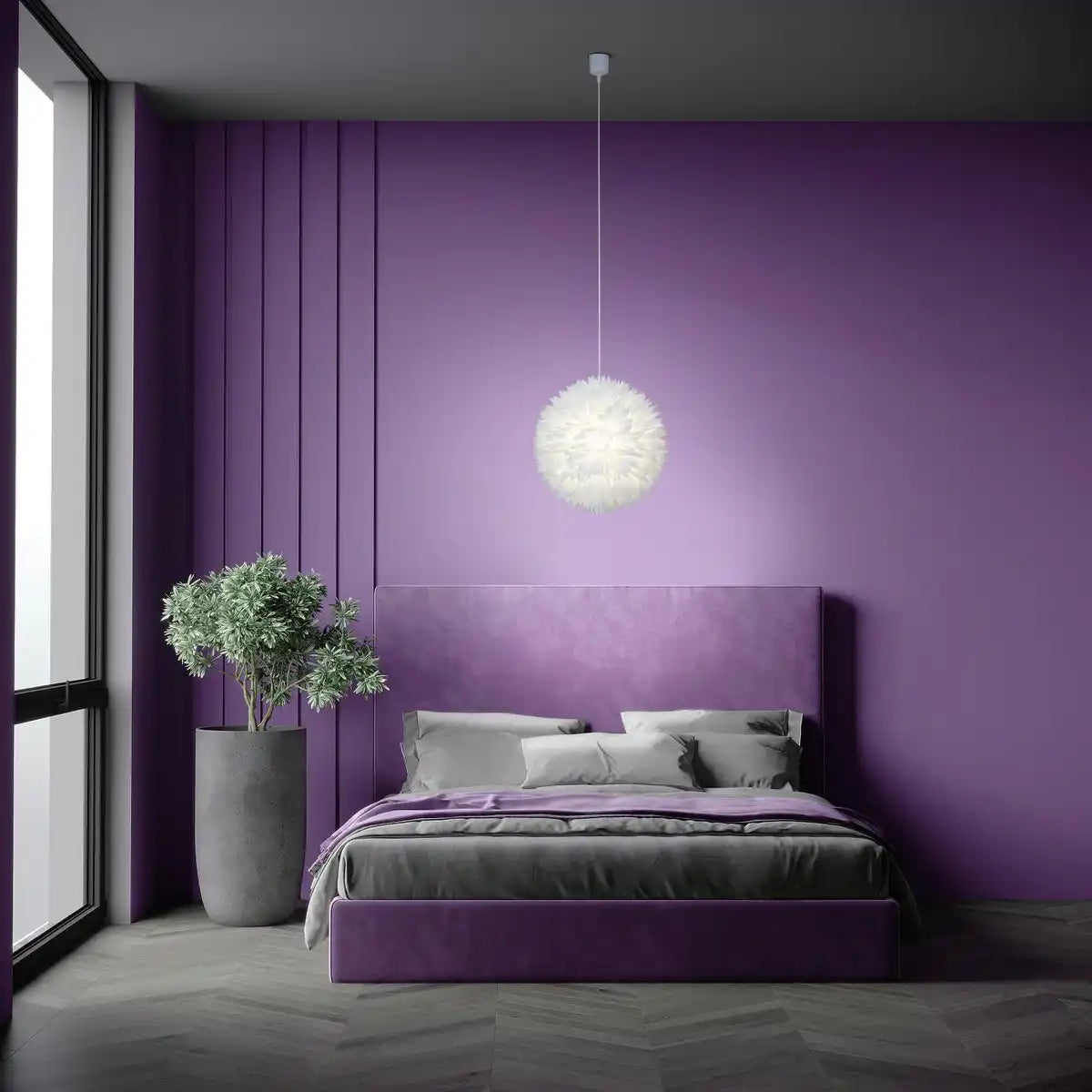 Pendelleuchte "Lotus" verspielte Hängelampe aus weißem Kunststoff, mit fest verbauten LEDs und einem Øvon ca. 47 cm