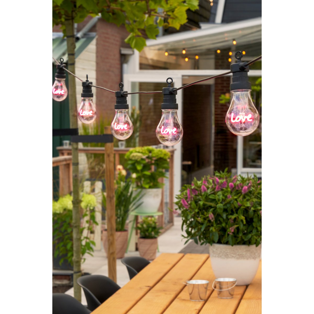 Liebe LED -Lichtkabel draußen - L450 cm - Pink