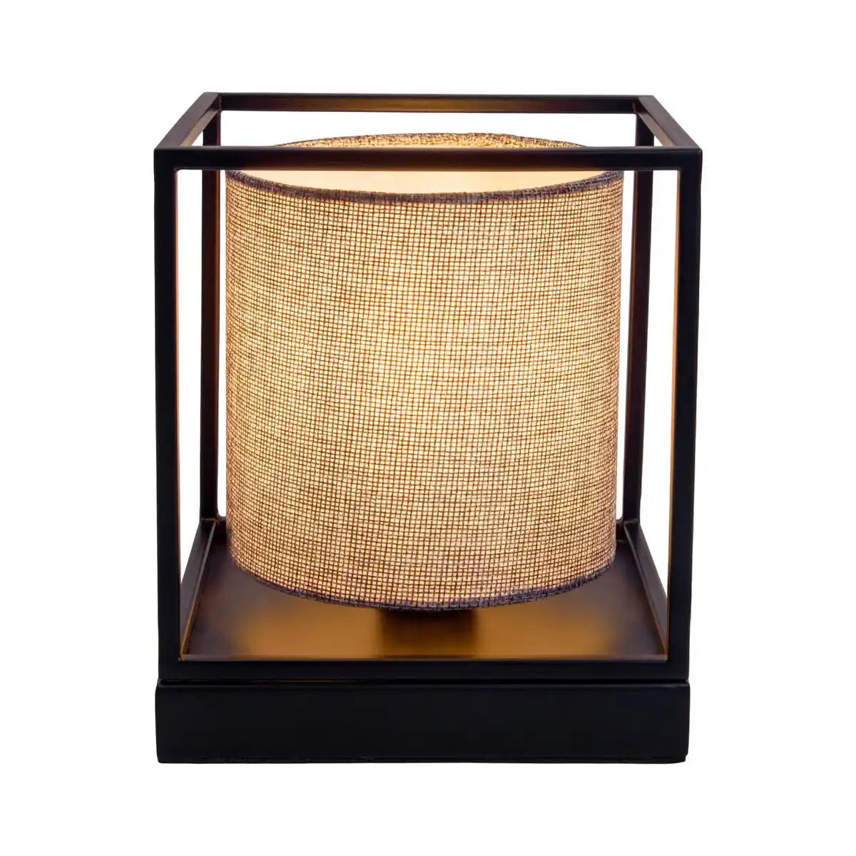 Tischleuchte "BETA" grau aus Metall mit Stoffschirm in grau, mit E14-Fassung, Lampe für Wohnzimmer, Esszimmer, Flur und Büro, 15 x 15 x 17 cm
