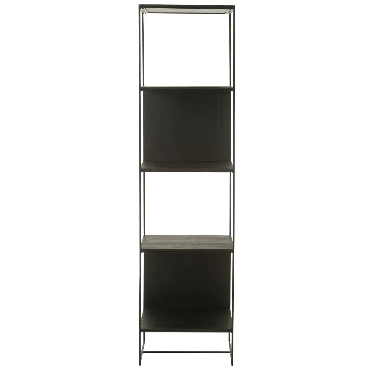 J -Line Rek Slim Teak - Holz/Metall - Schwarz