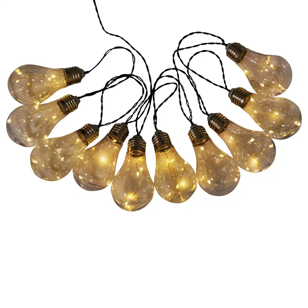 LED/Solar Lichterkette "Glühbirne" , für Außen, Lichterkette aus Kunststoff, klar/transparent, mit integrierter LED