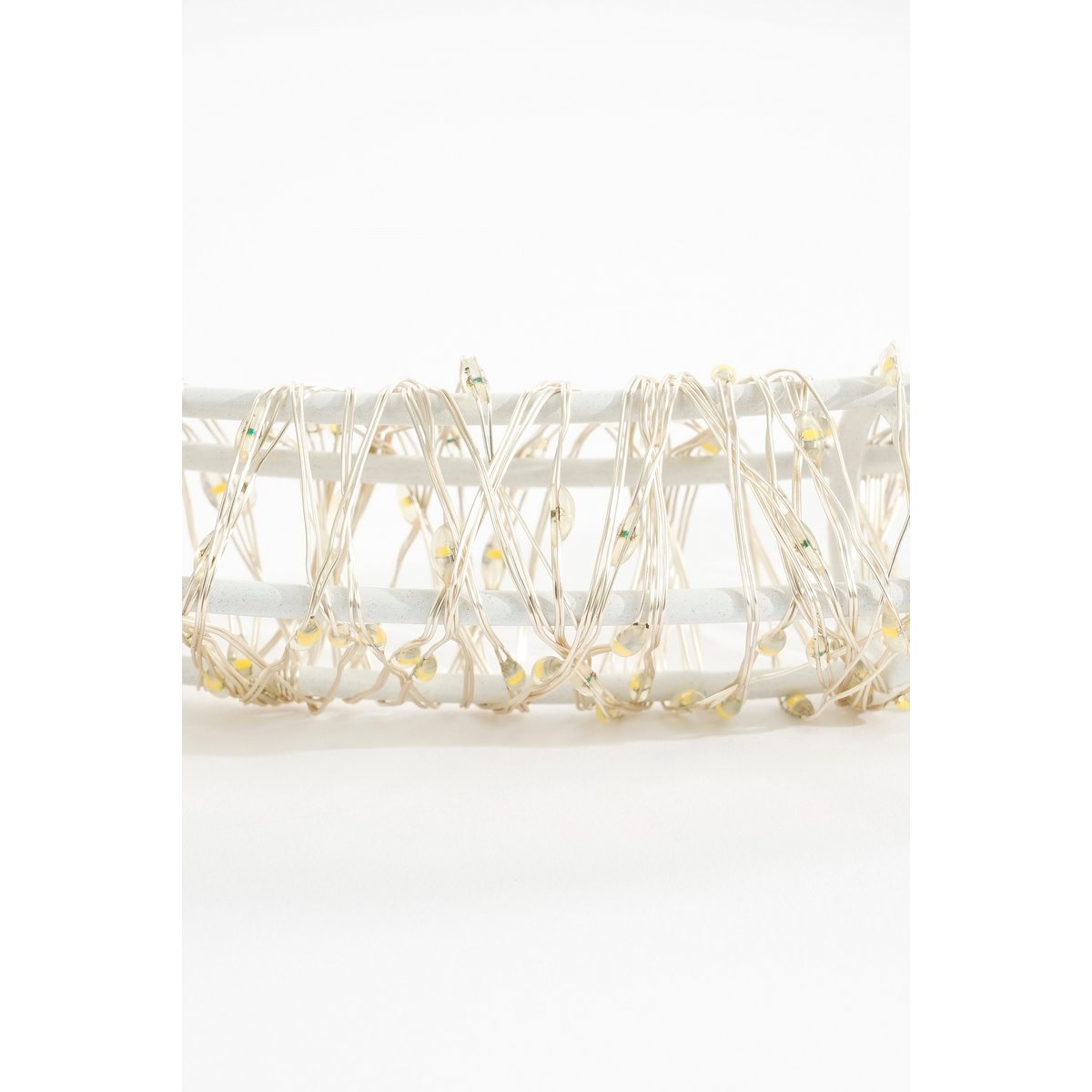 Weihnachtsbeleuchtungskreis mit warmweißen LED-Lichtern – Ø36 cm – Metall – Weiß